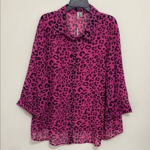 NWT ASOS Curve Leopardrd Print Sheet Blouse Size 22